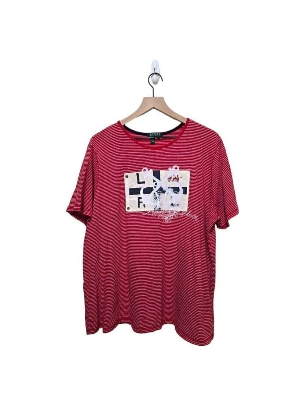 Ralph Lauren Red Striped Nautical Cotton Tee Shirt Sz 2X